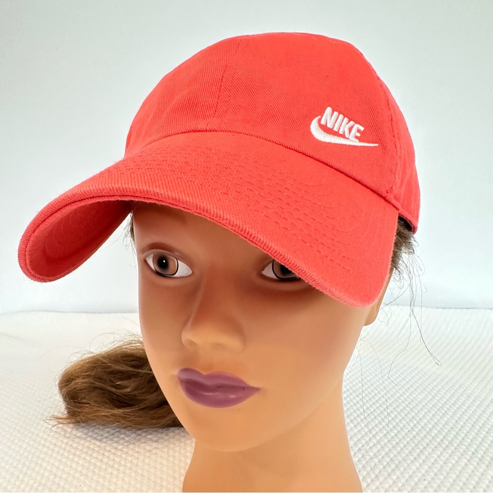 Nike Orange Cap White Logo & Swoosh Adjustable Back Strap